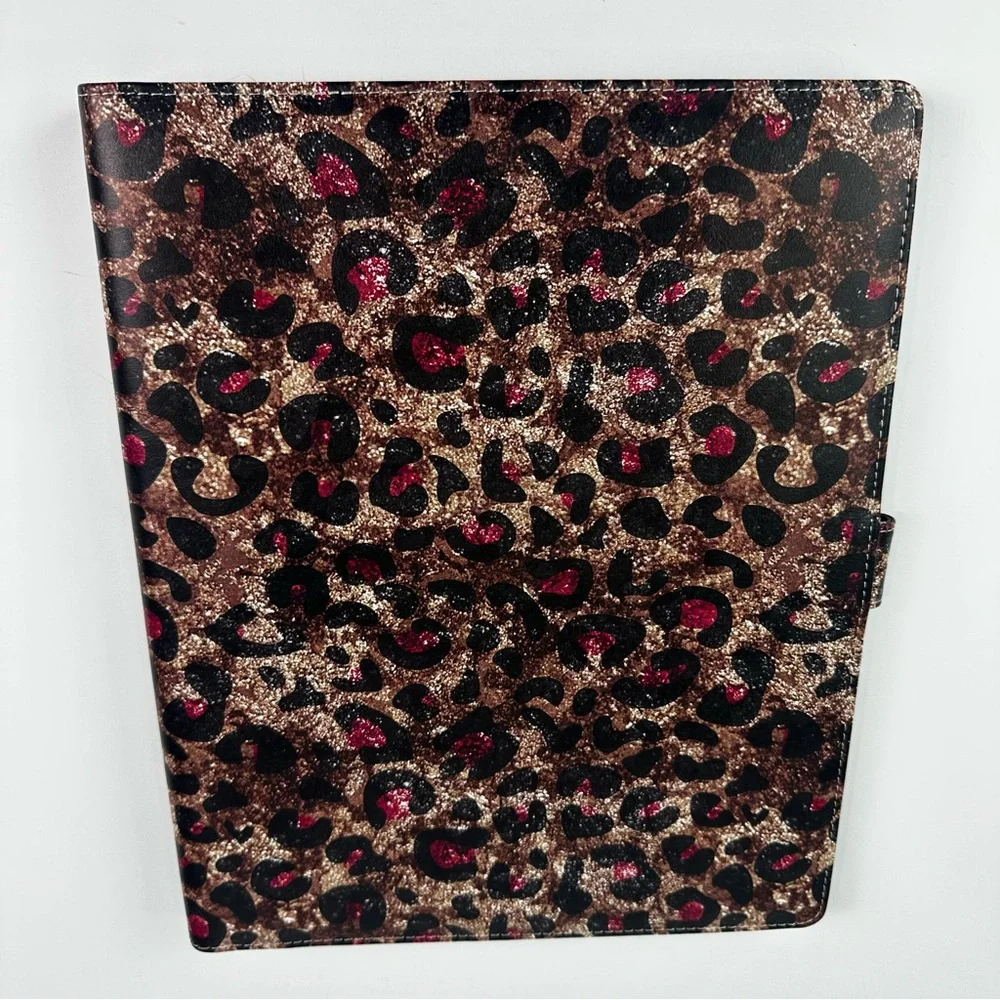Faux Leather Portfolio Binder Brown, Black, Maroon Animal Print Magnetic Closure